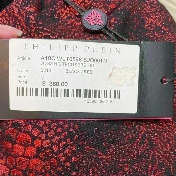 Phillip Plein Sport Black Red Jogging Trousers size M - Picture 9 of 10